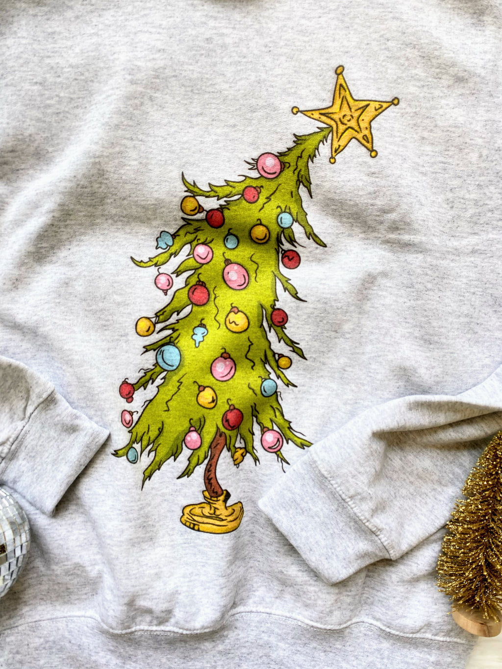 Quirky Christmas Tree Graphic Sweatshirt