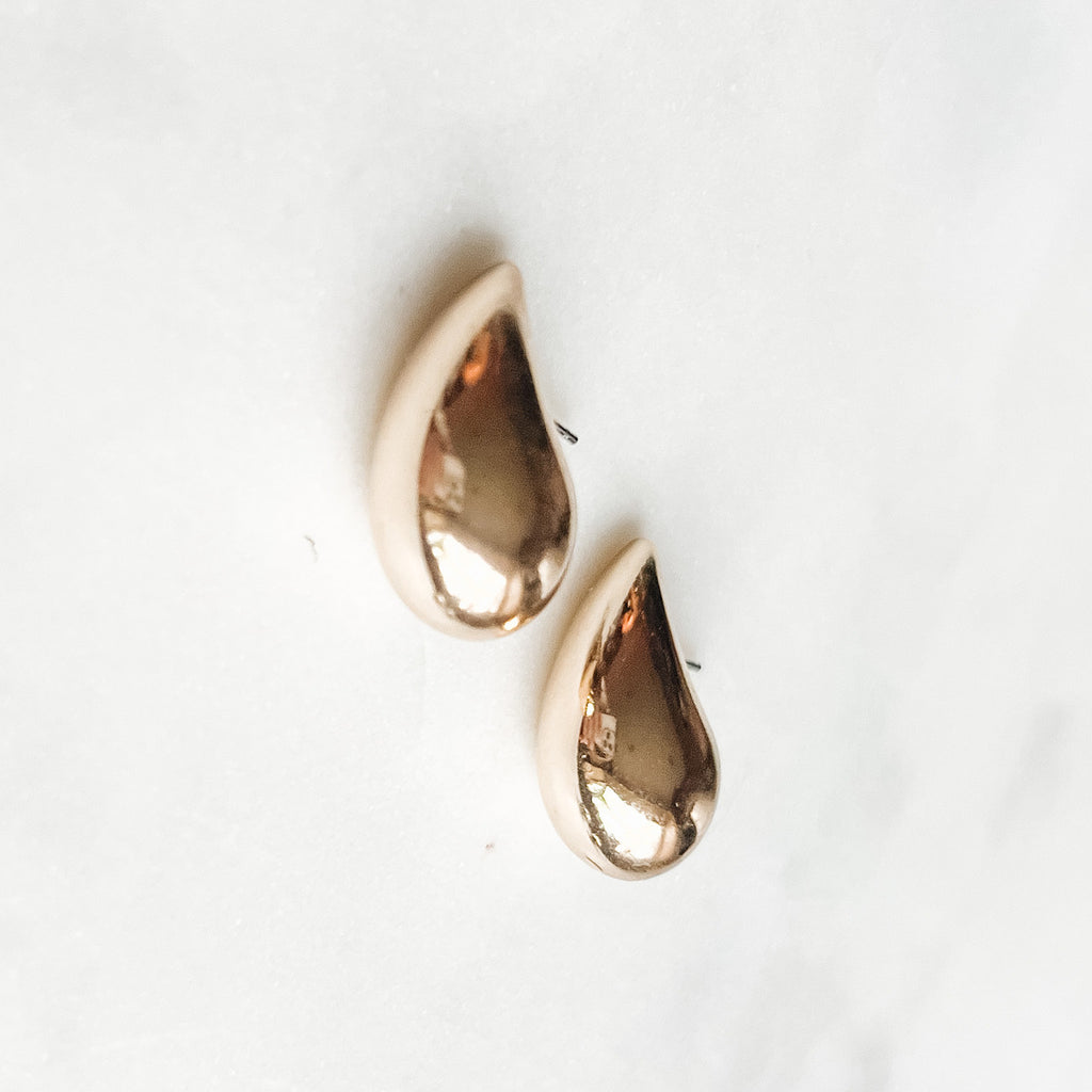 Gold Teardrop Post Earrings