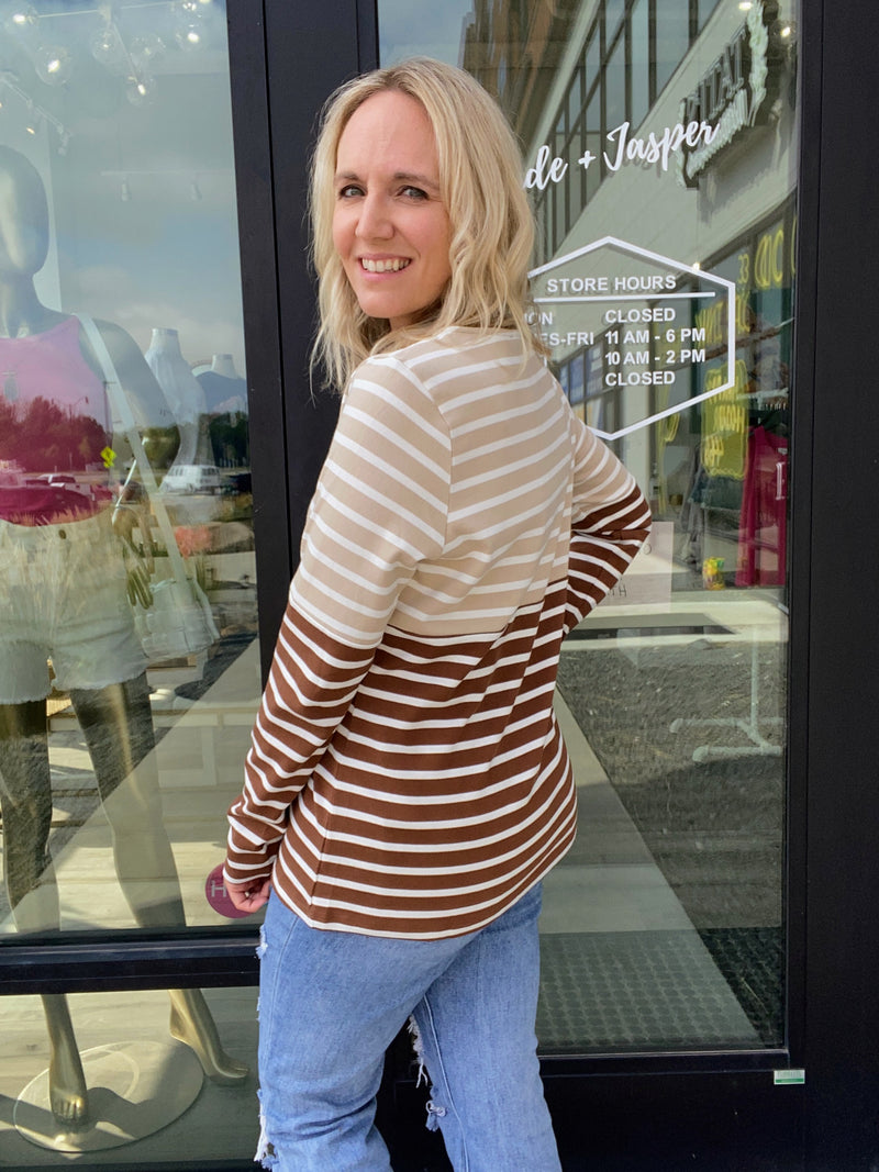 Colorblock Striped Long Sleeve Top