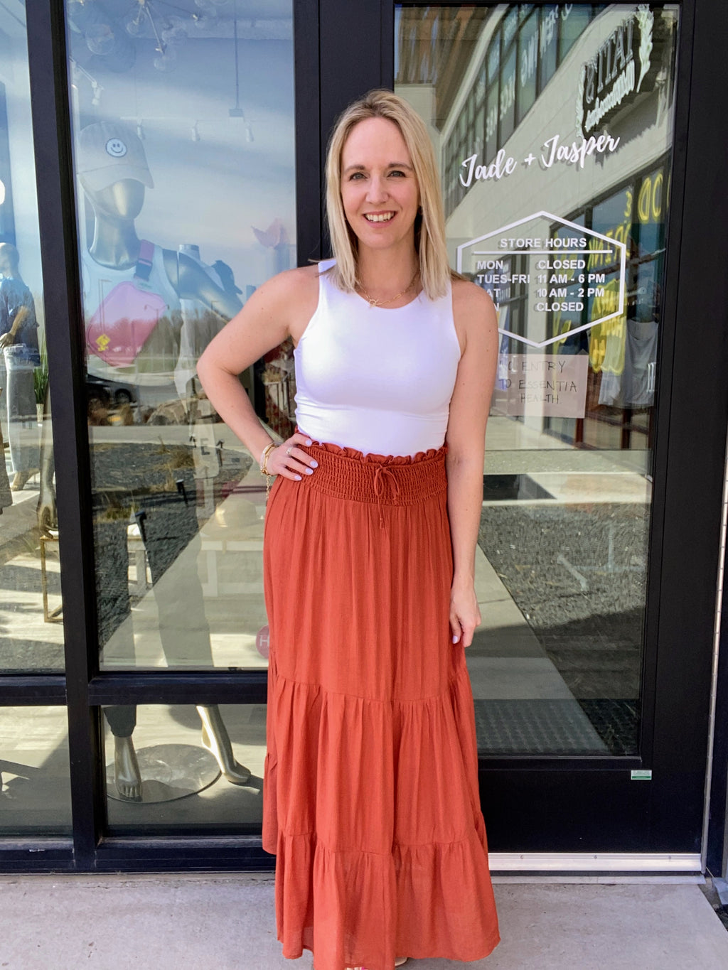 Ruffle Tiered Maxi Skirt With Smocked Waist