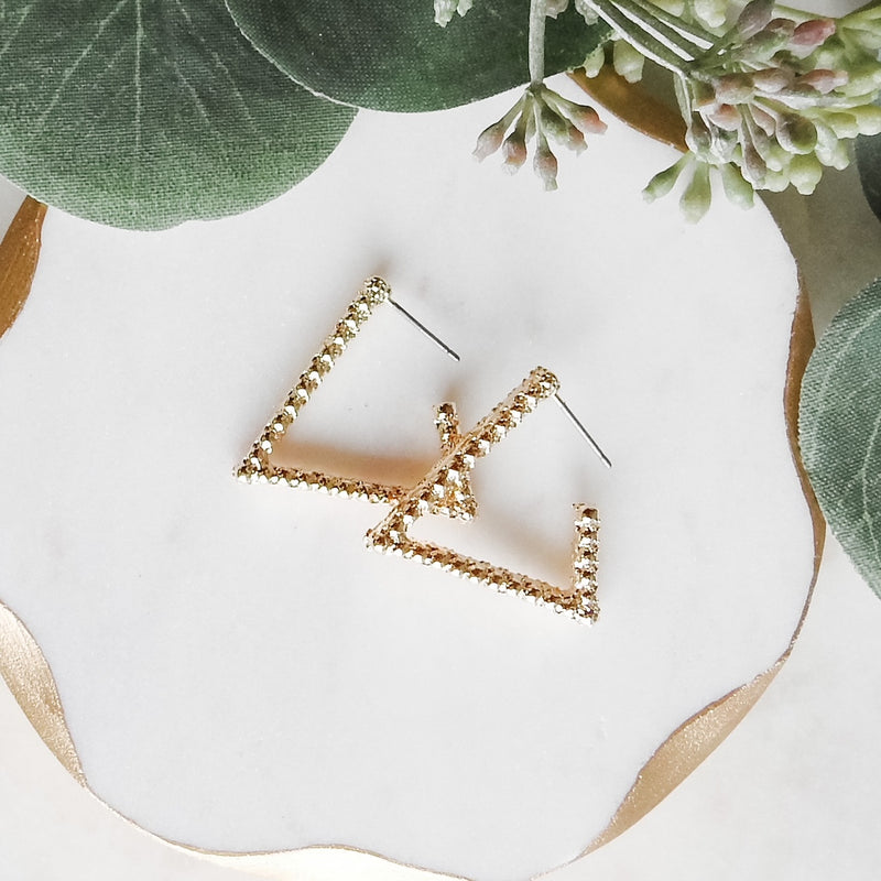 Gold Triangle Chunky Hoop Earrings