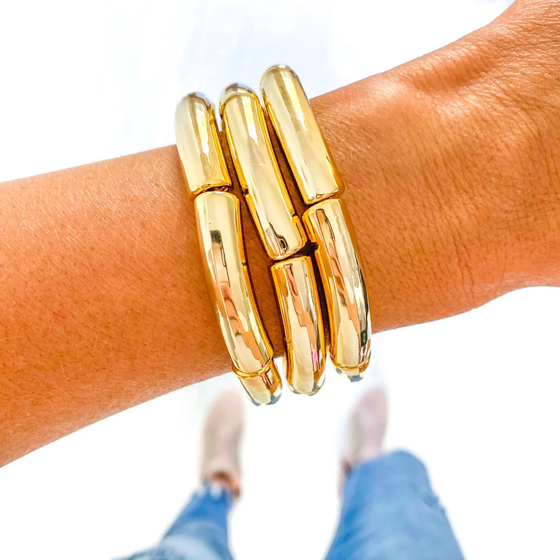 Gold Acrylic Tube Bracelet
