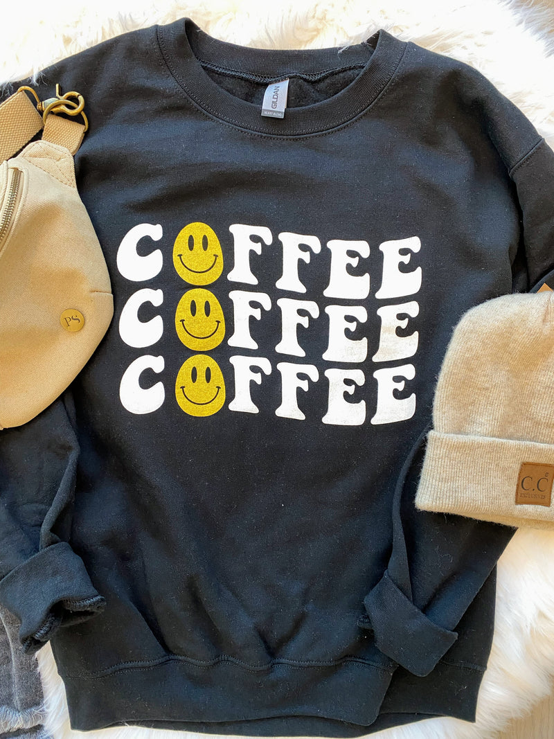 Coffee Smiley Graphic Sweatshirt