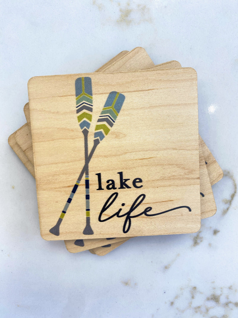 Lake Life Wood Coaster