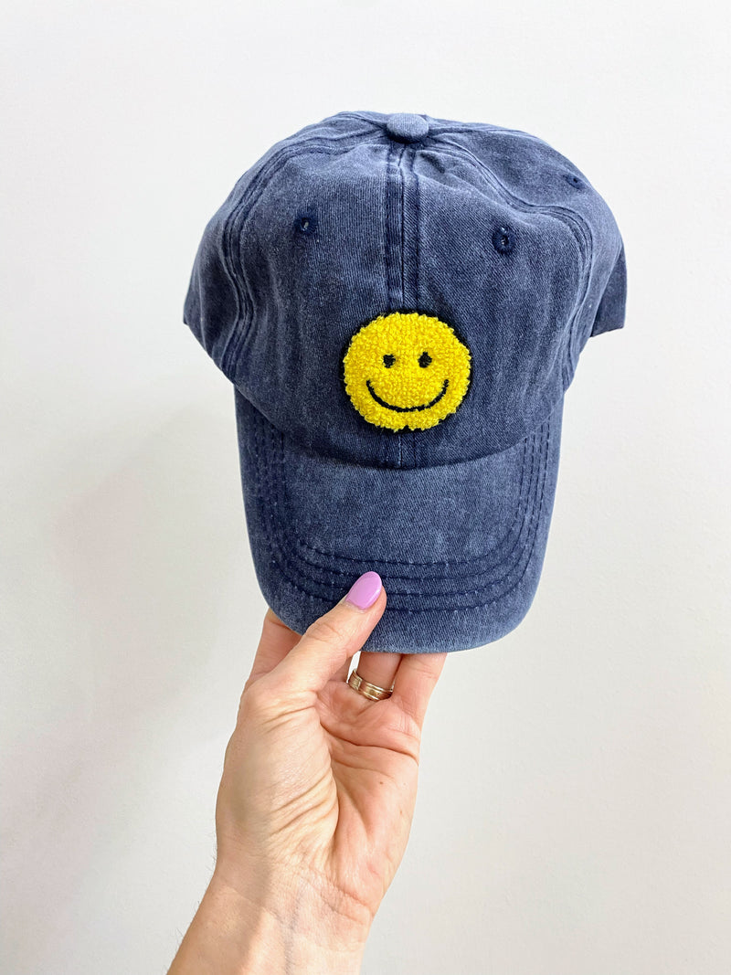 Smiley Face Chenille Patch Hat