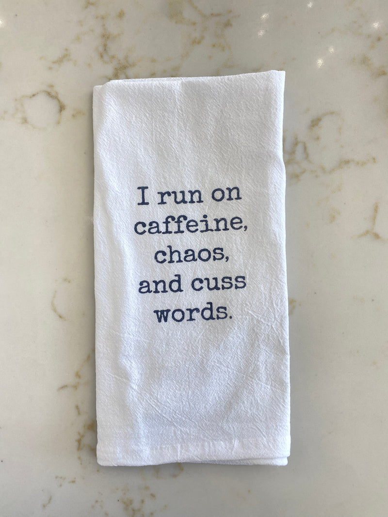 Caffeine, Chaos and Cuss Words Kitchen Towel