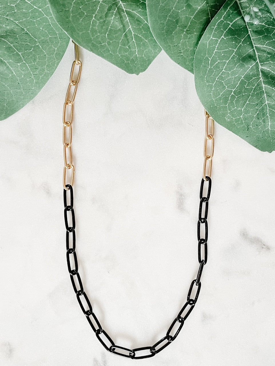 Black and Gold Chain Link Necklace